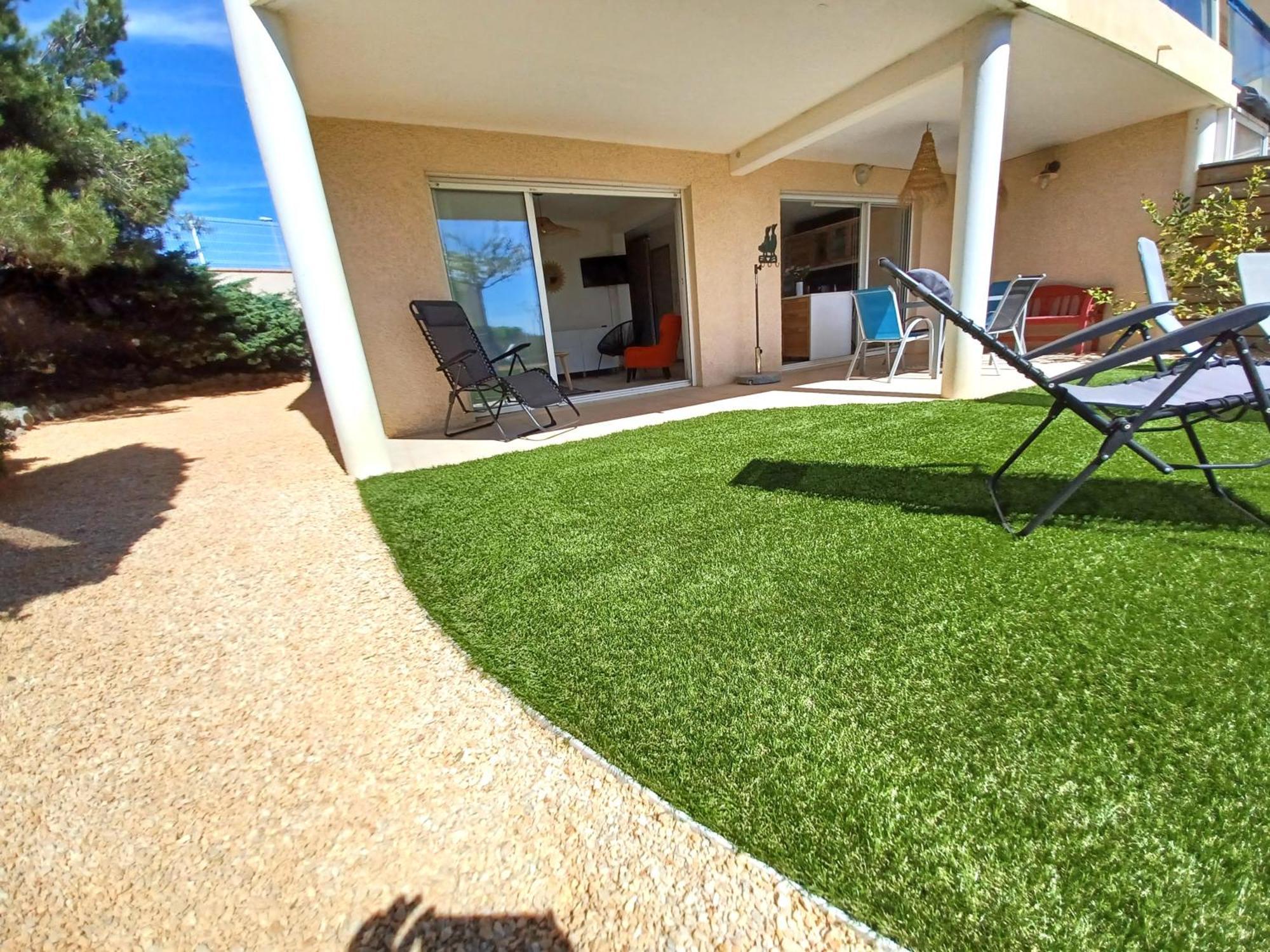 Plain-Pied Jardin 6 Personnes Clim Vue Mer Parking Wifi Terrasse Piscine Dans La Residence Saint-Pierre-la-Mer  외부 사진